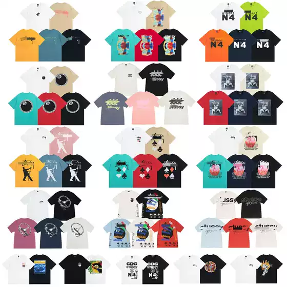 Beautiful Trendy STU Classic LOGO Printed Short-sleeved T-shirt Trendy Brand Stuart Pure Cotton Loose Men's and Women's American All-match TEE