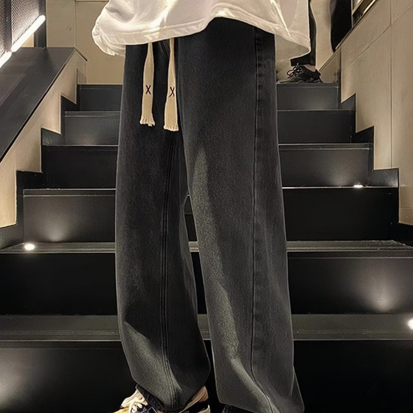 2024 primavera y otoño nuevos pantalones vaqueros casuales rectos sueltos para hombres