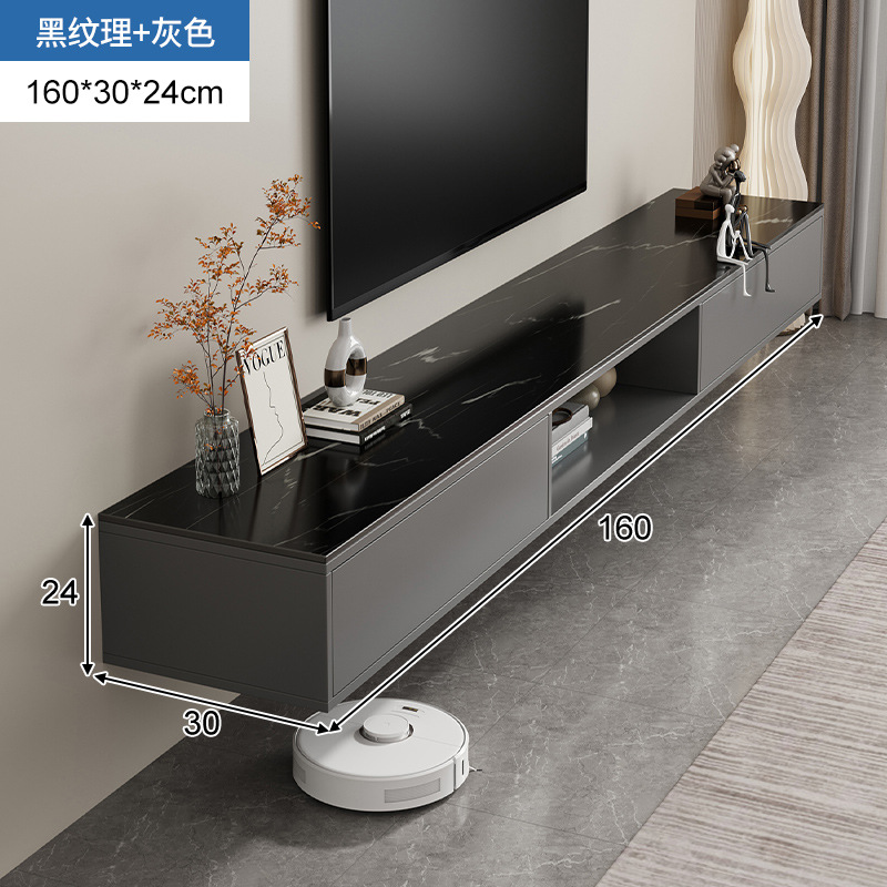 Gabinete de televisión de lujo ligero tablero de roca sala de estar sala de estar casa cabinet de televisión colgante dormitorio pequeño estilo simple y moderno