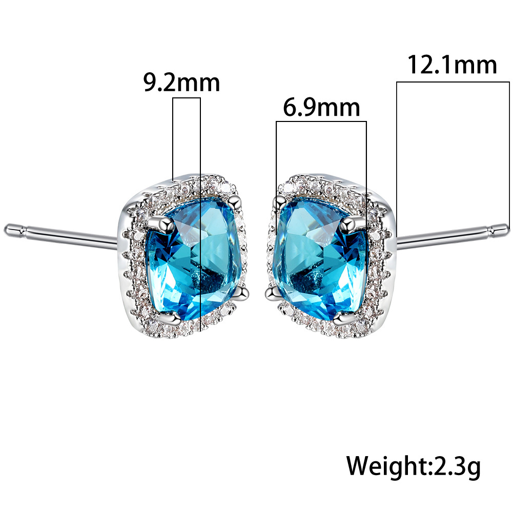 Fashion Geometric Copper Inlay Zircon Ear Studs 1 Pair