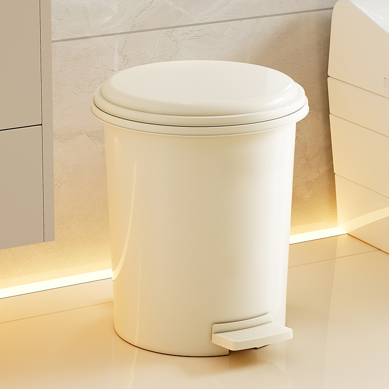 Trash Can Household Bathroom Toilet with Lid Kitchen Living Room Large Large Capacity Foot-Operated Paper Basket 2024 New Style
