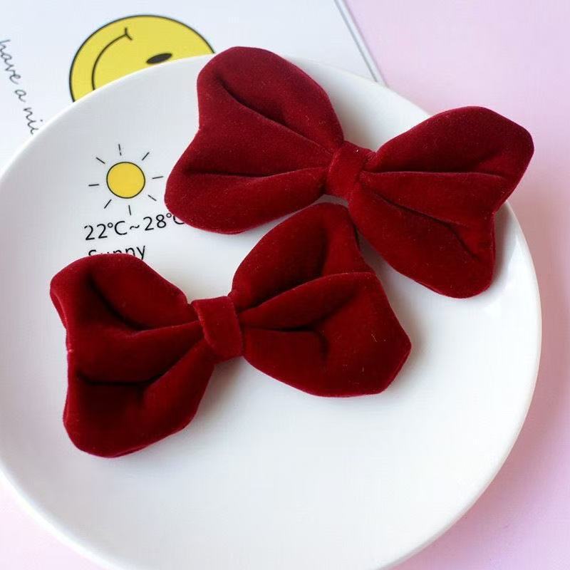 French romantic cute sweet wine red velvet bow diy hairpin hair accessories headdress accessories material wholesale French romantic cute sweet wine red velvet bow diy hairpin hair accessories headdress accessories material wholesale