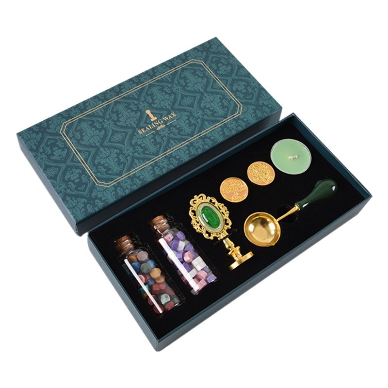 Fuego pintura sello caja de regalo conjunto completo nueva correa mano horno estilo europeo artístico retro regalo creativo fábrica cera de sellado directo