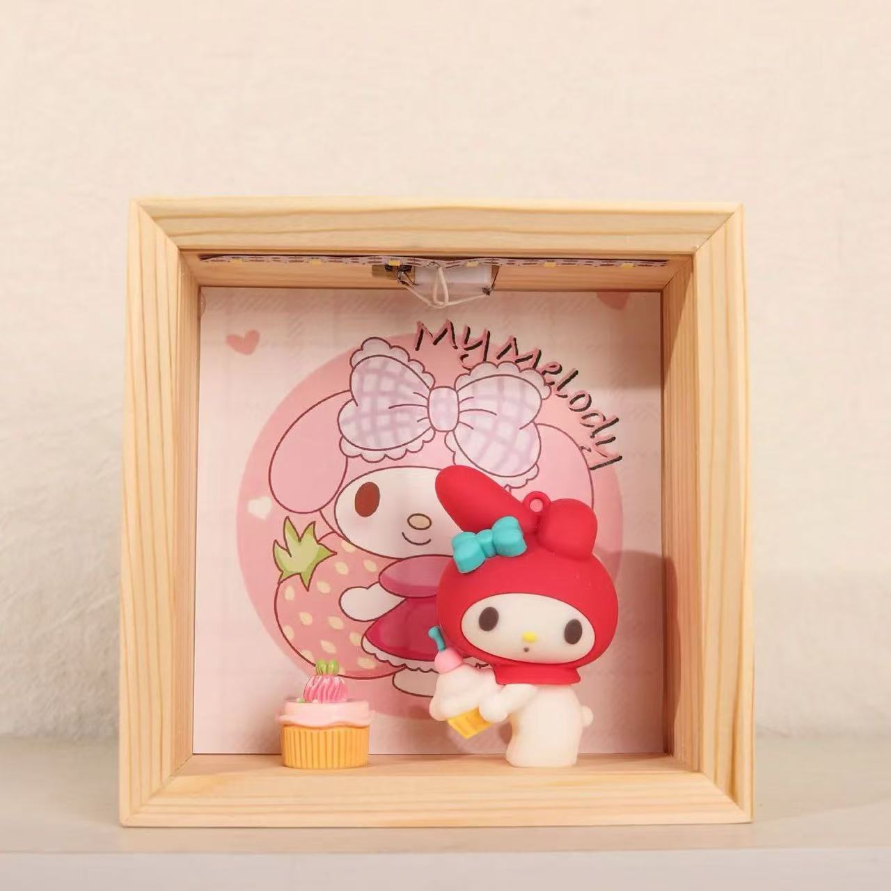 520 Tanabata Día de San Valentín Sanrio lindo dibujos animados luz nocturna marco de fotos decoración para novia y novia regalo de cumpleaños