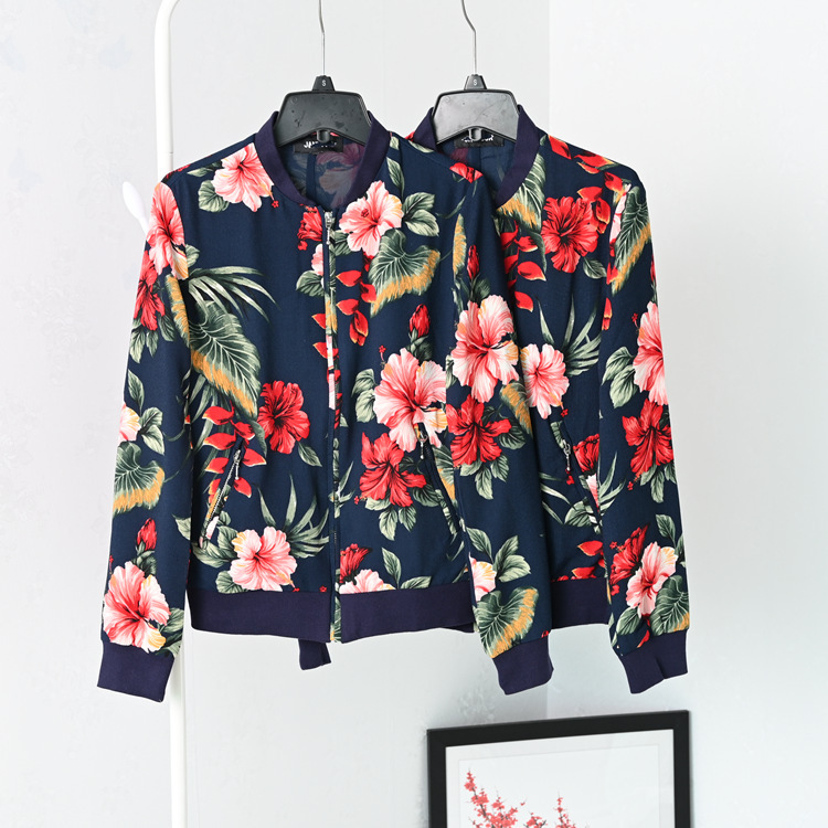 B1-4 Spring Casual Style Floral Long-Sleeved Tops, Jackets