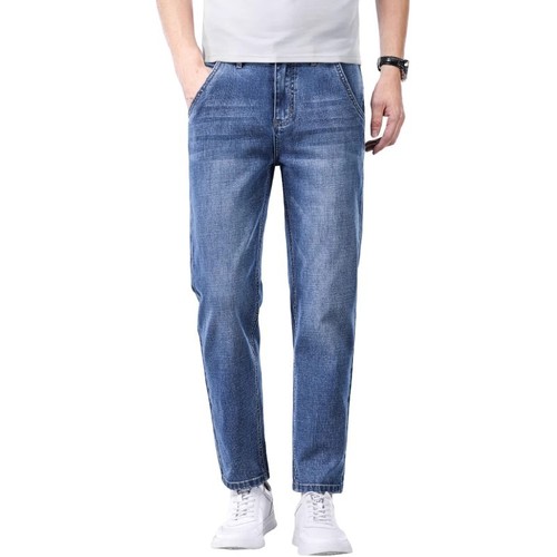 2025 New Summer High-End Petite Inseam Jeans for Men - Summer Thin Fit Straight Leg 9-Inch Pants for Men