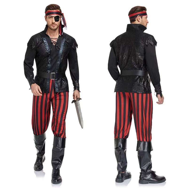 万圣节服装 海盗服装 海盗头巾恶魔表演加勒比海盗杰克船长演出服