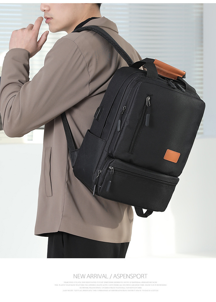 Backpack, large-capacity, high-end backpack, three-piece schoolbag, men's bag, business backpack, multi-functional charging computer bag undefined