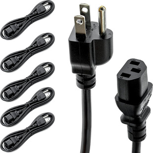 UL Certified (6FT 18/3-5PK) Universal Computer Monitor Power Cord, C13 Power Cord