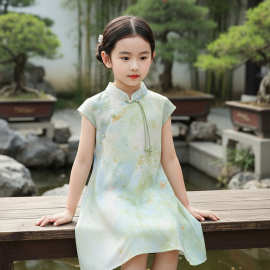 女童雪纺连衣裙夏2026新款女孩无袖旗袍裙儿童夏季富家千金感裙子