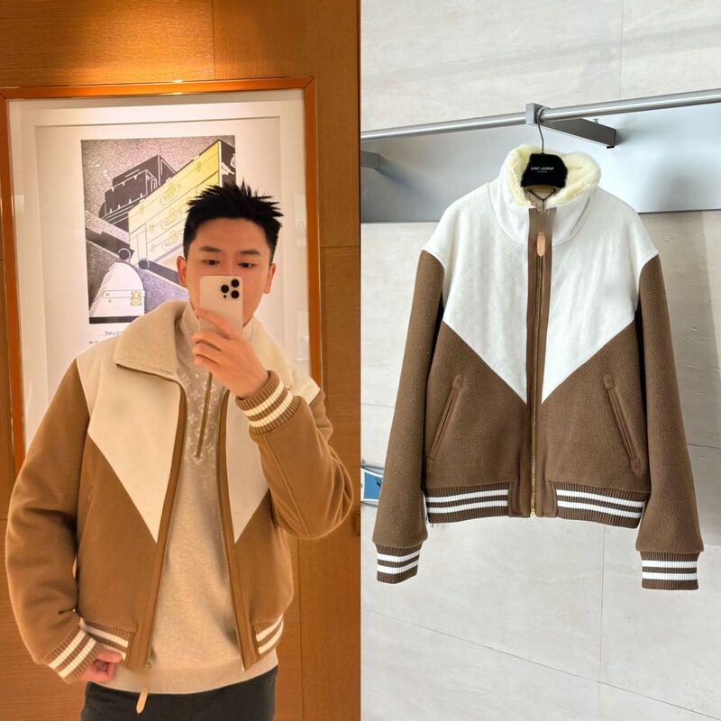 Duojia In-Stock Ss26 Lujia Men's Ski Series Wool Collar Patchwork Lujia Jacket Coat