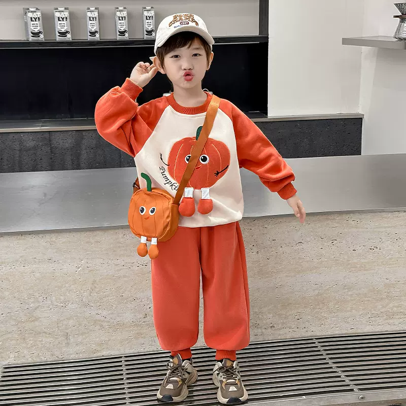 男童套装秋装2025新款男孩时髦帅气炸街宝宝春秋季儿童运动卫衣潮