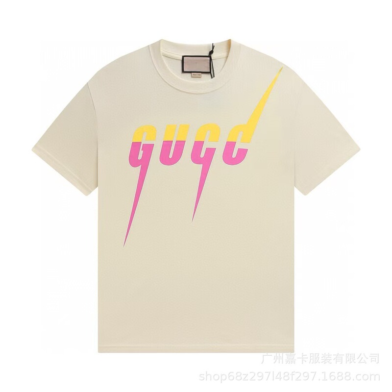 クロスボーダーハイエンドGファミリーTシャツラウンドネックフロントロゴ柄シリーズカジュアル男女同型半袖Tシャツ|undefined