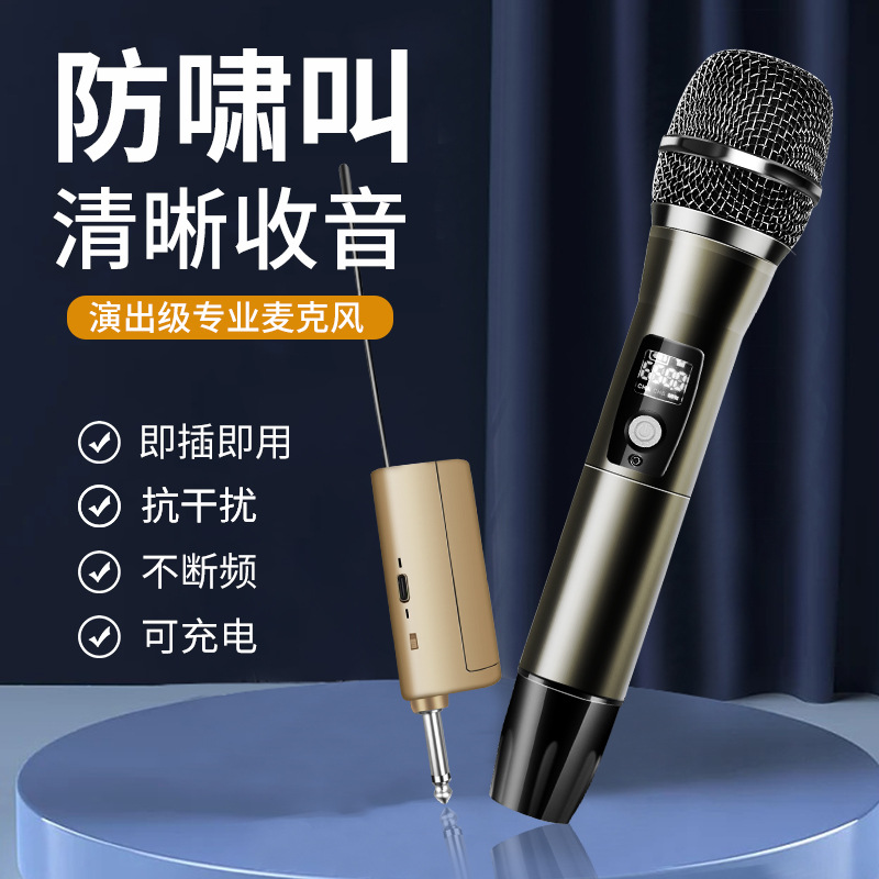 Universal Wireless U-segment Microphone One-to-Two Home KTV Microphone TV K-song Singing with Singing System Sanskrit