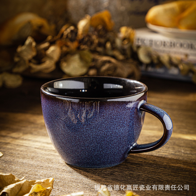 Transfronterizos Lixiang estilo europeo de color sólido simple horno de esmalte de alta calidad de alta cara de cerámica taza de café espresso plato