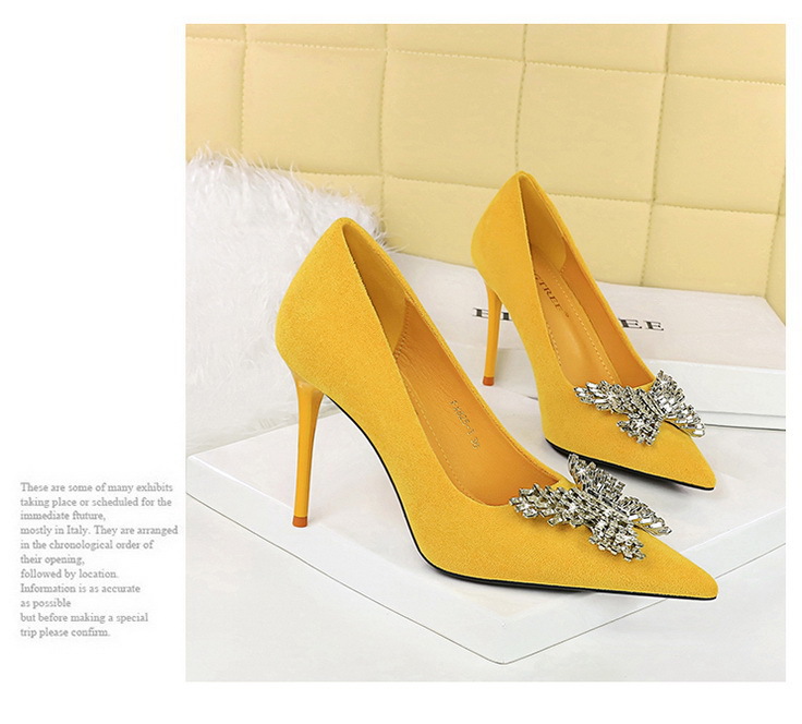 Women's Shoes banquet high heels stiletto women's shoes suede shallow mouth pointed metal butterfly rhinestone single shoes_voghion.com