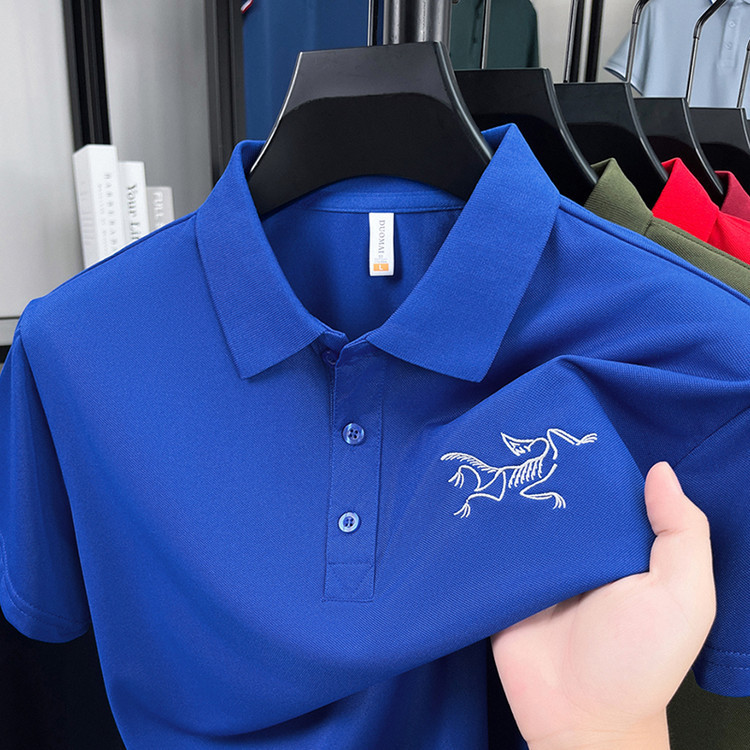 Niaojia 刺繍ハイエンドビジネスメンズポロシャツアイスシルク通気性ラペル半袖 Tシャツメンズ夏カジュアルトップ|undefined