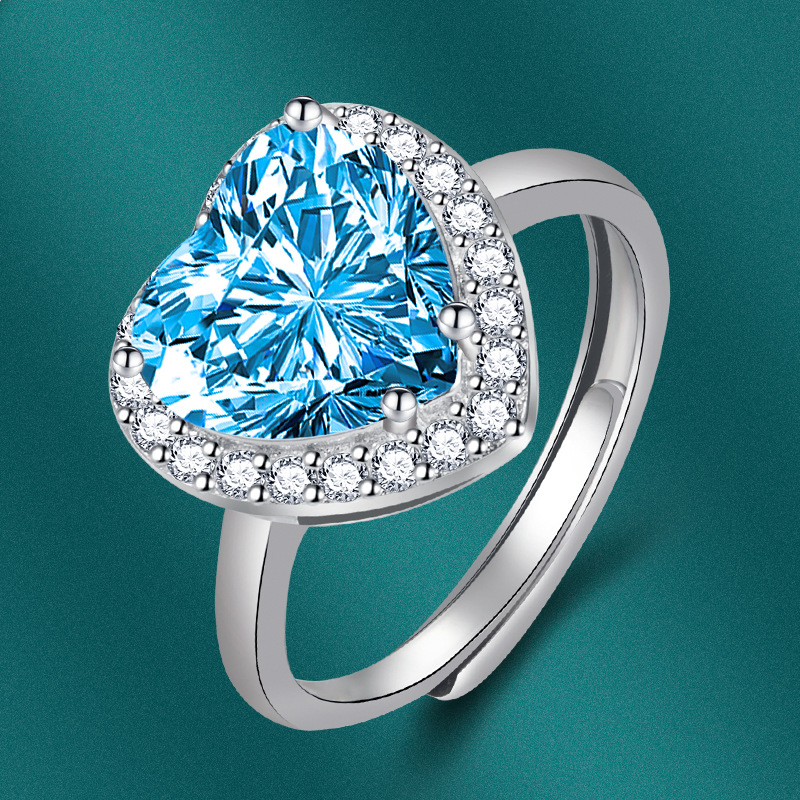 Fashion Heart-shaped Zircon Copper Ring Female Diamond Jewelry display picture 2
