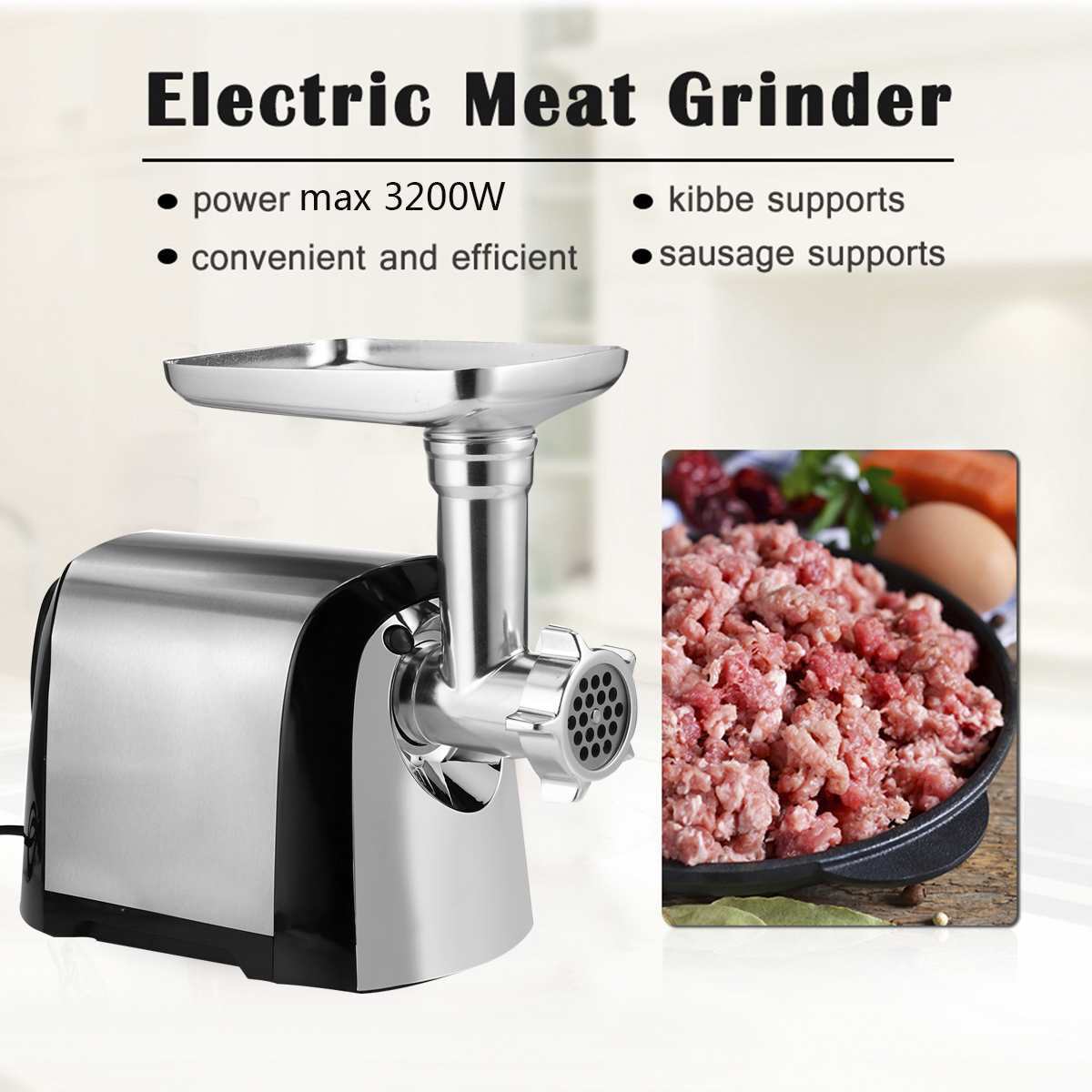 Picadora de carne eléctrica doméstica transfronteriza Máquina automática de llenado de salchichas de acero inoxidable Picadora de carne Máquina de relleno de carne Máquina de cocción de trituración