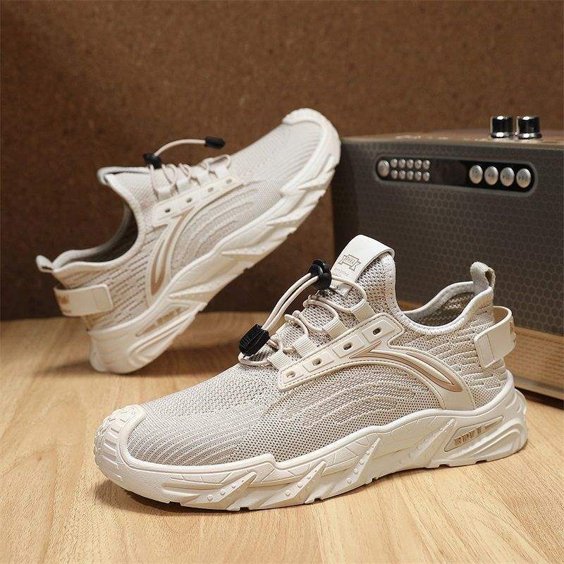 Men's Shoes 2025 Summer New Mesh Shoes Fly Woven Breathable Cloth Shoes Deodorant Soft Sole Lightweight Student Sports Running Shoes