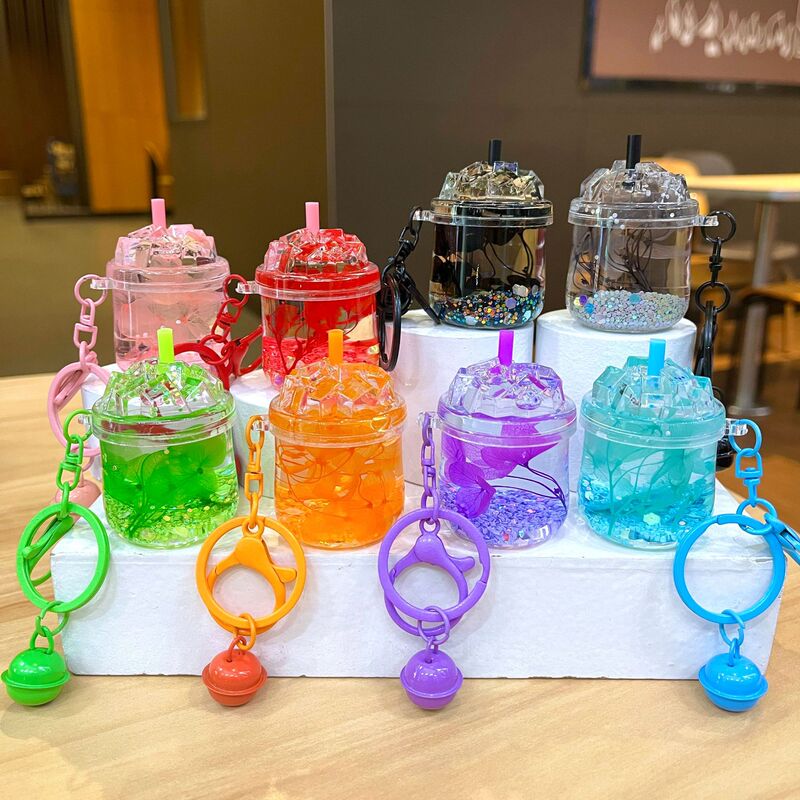 New Luminous Iceberg Cup Oil-Filled Quicksand Bottle Ornament Keychain Pendant Small Accessory Blind Box Welfare Gift Wholesale