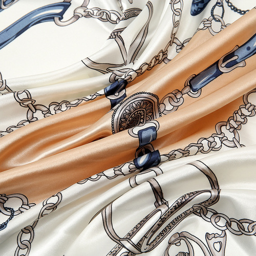 New cross-border European and American-style printed silk-look 90x90 cm square scarf—stylish, trendy, versatile headscarf/necktie/silk scarf for women