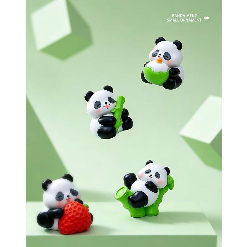 Original Fruit-Themed Panda Cute Figurine Desktop Ornament Pvc Doll Cute Style Children's Day Gift