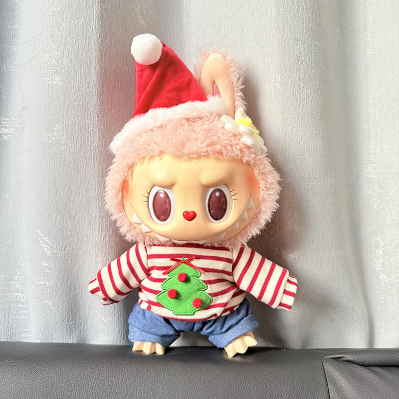 Ropa de muñeca de peluche de vinilo Labubu de 38cm para ropa de muñeca La Bu Time to Chill