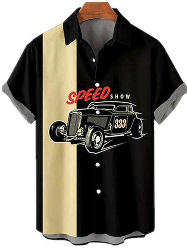 Independent Station Cross-Border Men's Short-Sleeved Shirt Four-Way Elastic 3D Digital Printing Shirt Valentine's Day Shirt Casual and Versatile