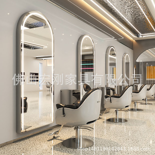 Barber Shop Hair Cutting Mirror Table Hair Salon Dyeing and Ironing Mirror Single-sided Double-sided Floor Mirror Hairdresser Shop Light Barber Mirror