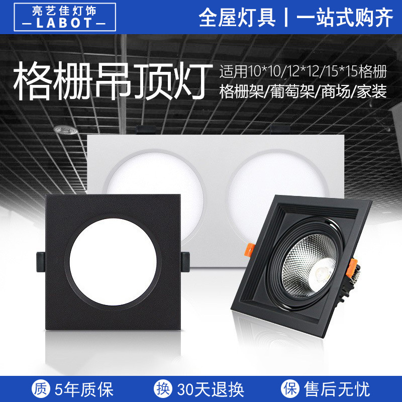 led grille lamp 15x15 aluminum grid hanging ceiling double-headed 10*20 black grape rack special square