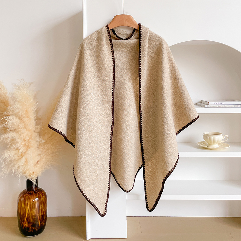 Bufanda Triangular de Lana Estilo Casual 2025 para Mujer, Calentador de Cuello para Otoño e Invierno, Chal Grande de Color Sólido para Habitaciones con Aire Acondicionado.