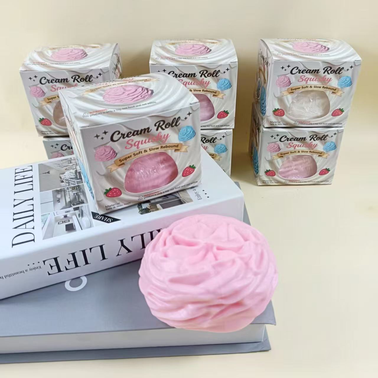 Creme Roll Squishy Toy transfronterizo Simulación de silicona suave Creme Roll Pickle Pickle Desprimir juguetes en stock