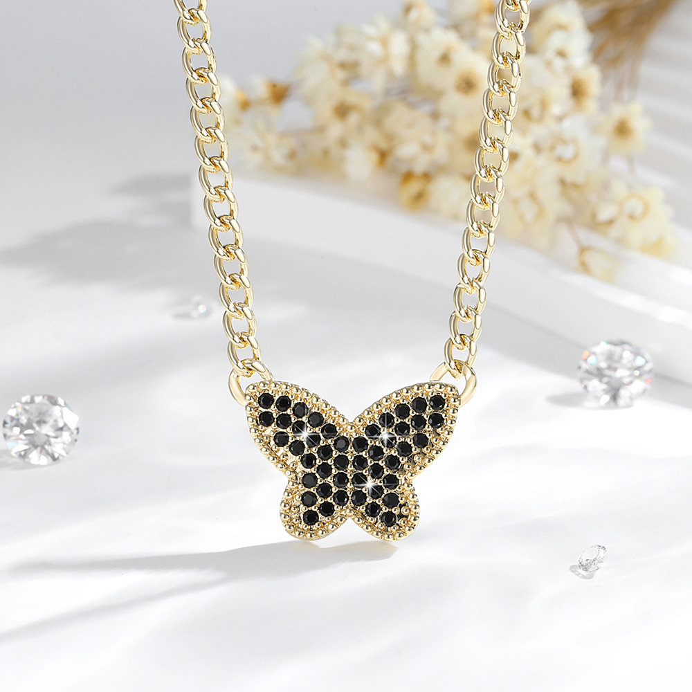 Explosiones transfronterizas de venta caliente pulsera mariposa O-chaîne conjunto de joyas de cobre 14K oro chapado collar de joyas al por mayor