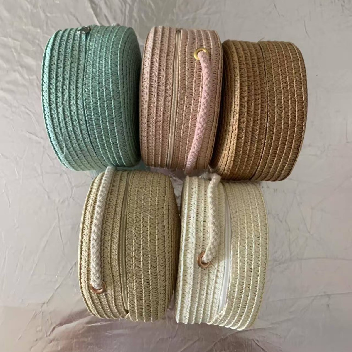 Foreign Trade Tail Handle Summer Handmade Straw Woven Children's Bag Shoulder Crossbody Bag Baby Girl's Cute Coin Purse