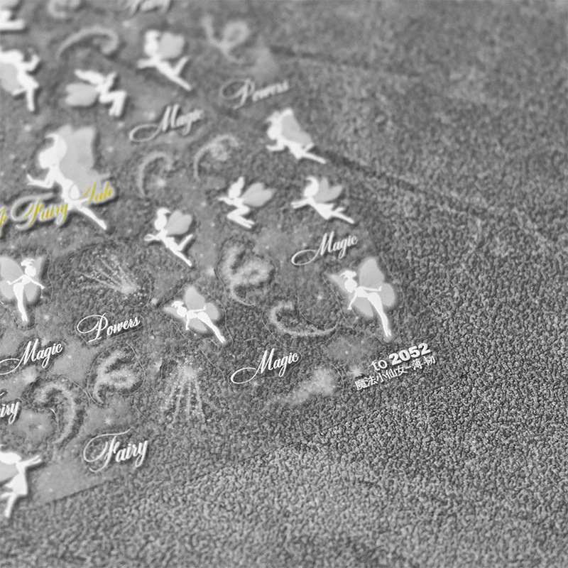 Tomoni en línea celebridad uñas pegatinas decorativas pequeño patrón alivio de dibujos animados suave Hada hueco pegatinas estrella gradiente flash