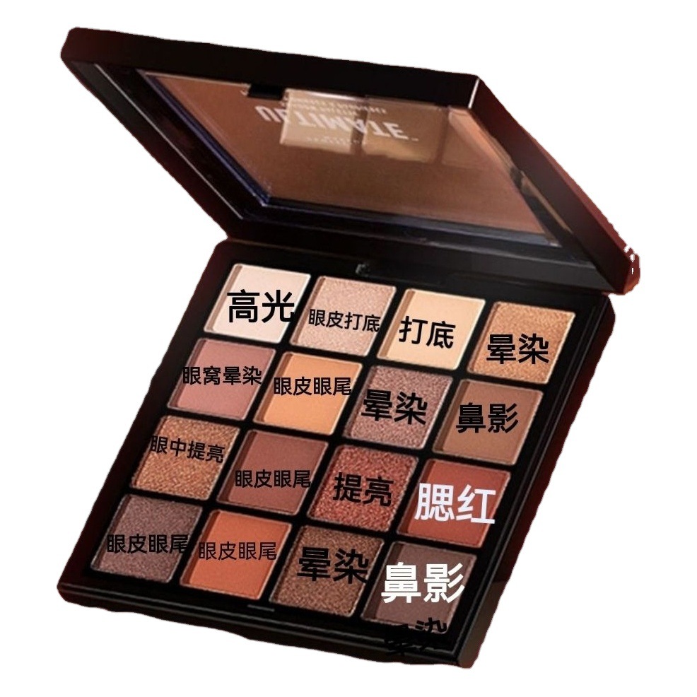 16-Color Eyeshadow Palette Ins Affordable Student Earth-Tone Eyeshadow Palette Non-Removing Makeup Waterproof High-End Hot Style Student