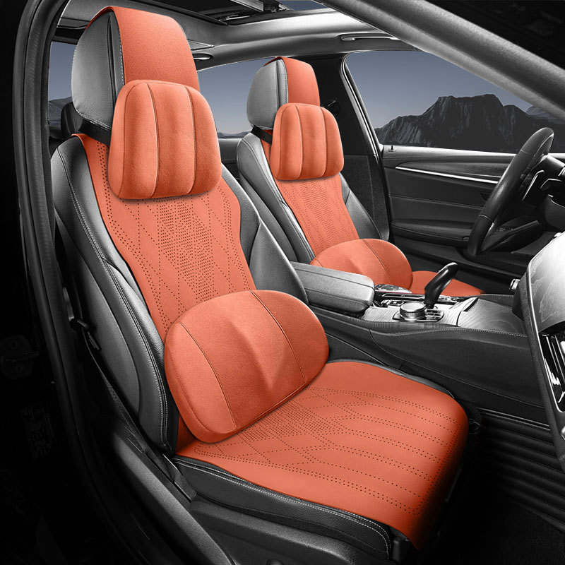 Cross-Border Car Seat Cushion, Summer Breathable Seat Cover, Universal for All Seasons, Suede Half-Cover Small Saddle Pad, Foreign Trade