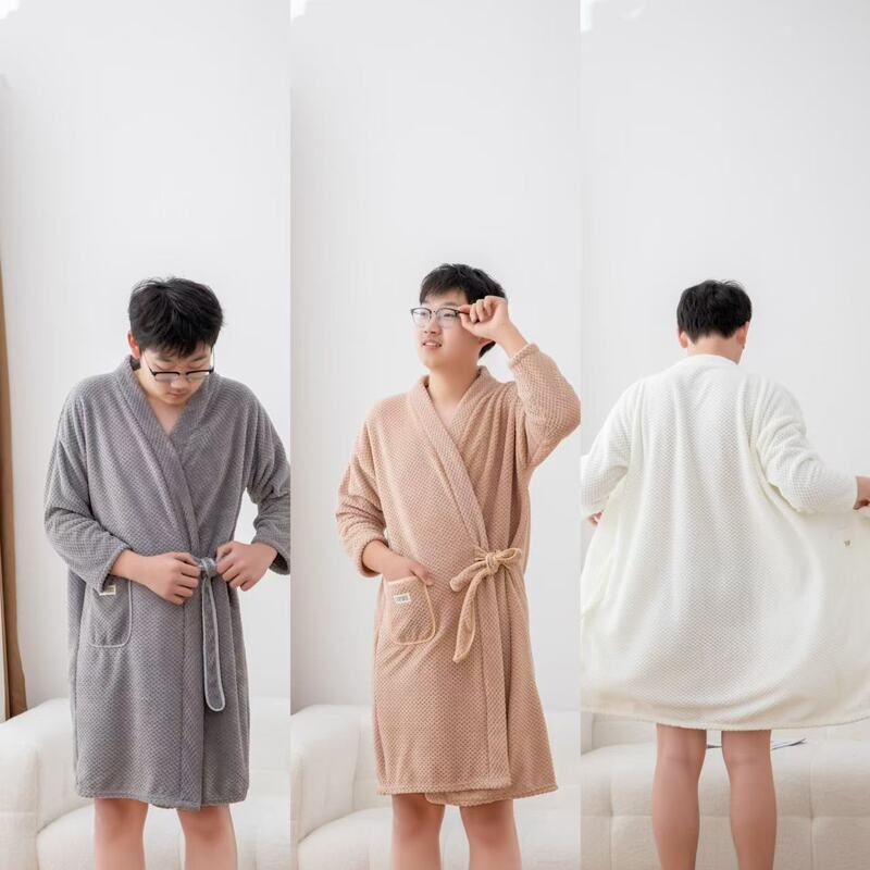 Bath Towel Bath Skirt Adult Bathrobe Absorbent Quick-drying Thickened Four Seasons Men's and Women's Couples Nightgown Long Bath Home Bathrobe