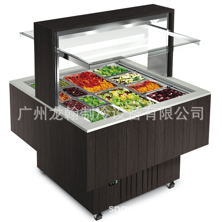 Self-Service Grooved Salad Table, Commercial Refrigerated Fresh-Keeping Workbench, Freezer, Fruit Salad Table, Buffet Table