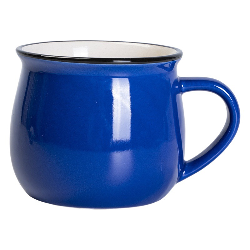 Factory Spot Ceramic Cup Pot Belly Cup Milk Breakfast Cup Coffee Cup Color Glaze Mug Can Be Customized with Logo