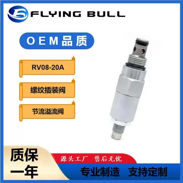 YF08-20液压螺纹插装阀 RV08-20A节流溢流阀RV10/12-22AB安全阀