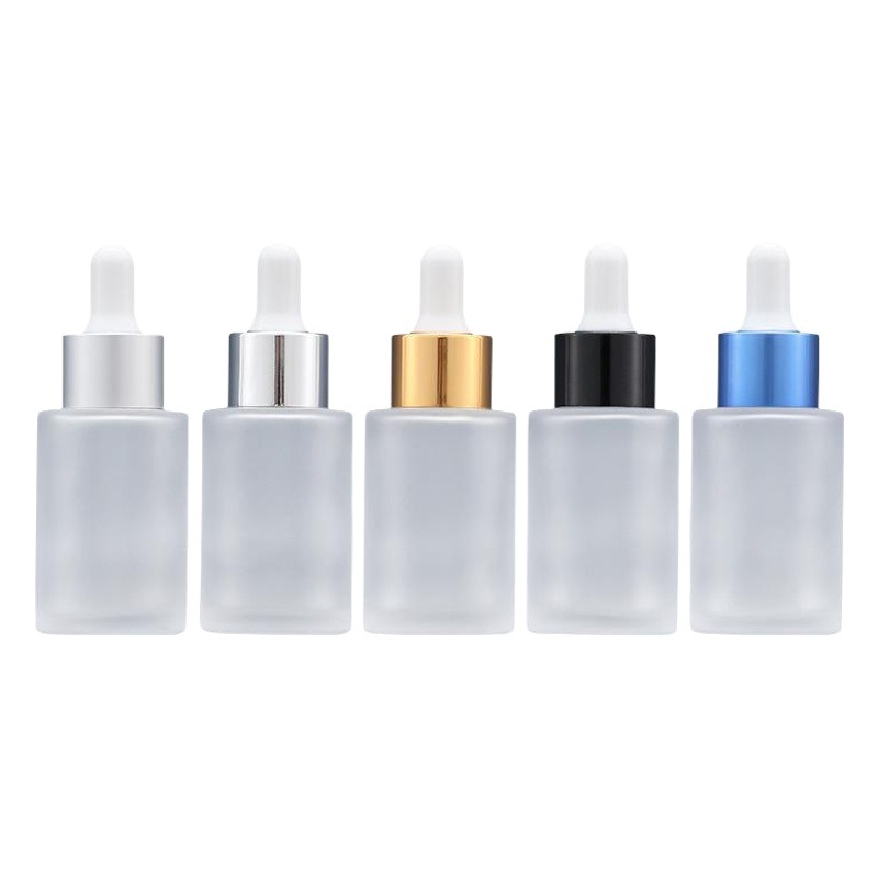 Xumin en stock envases cosméticos botella de líquido de vidrio botella de esencia esmerilada 30ML muestra botella cuentagotas sub-embalaje