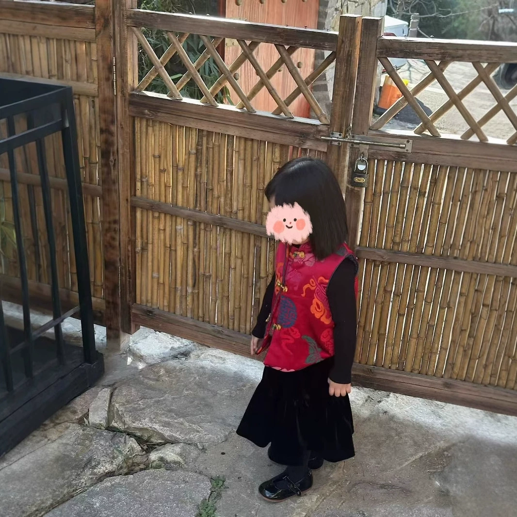 Новинка 2025: Красочный жилет «Фу Лу» для мальчиков и девочек, осенняя одежда в китайском стиле, новый китайский стиль, детский красный Ханьфу, новогодний стиль