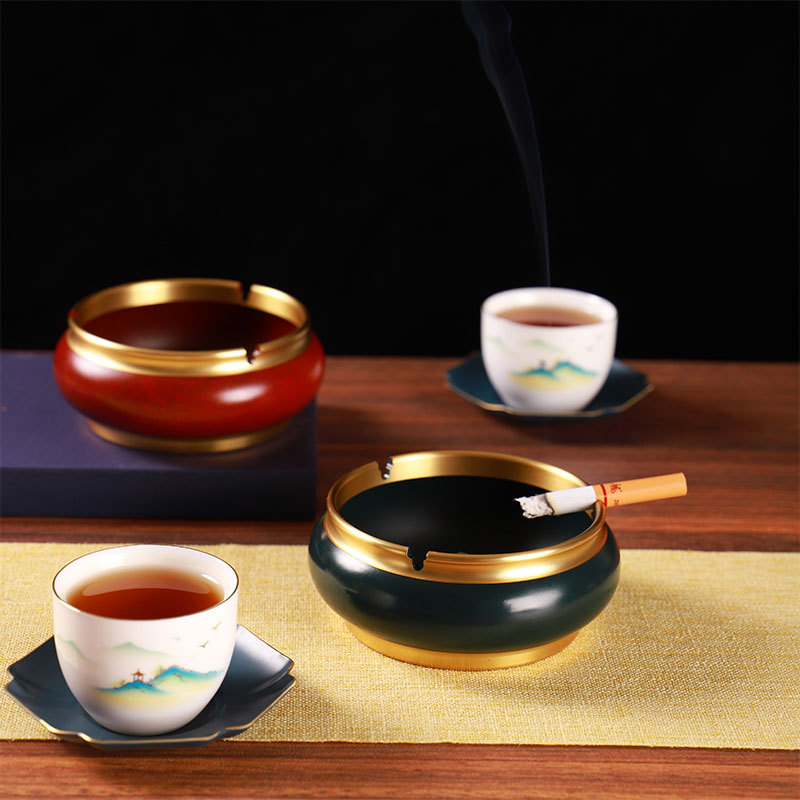 황동 연기 재떨이 창조적 인 성격 유행 가구 거실 선물 제공 대형 중국 스타일 사무용품