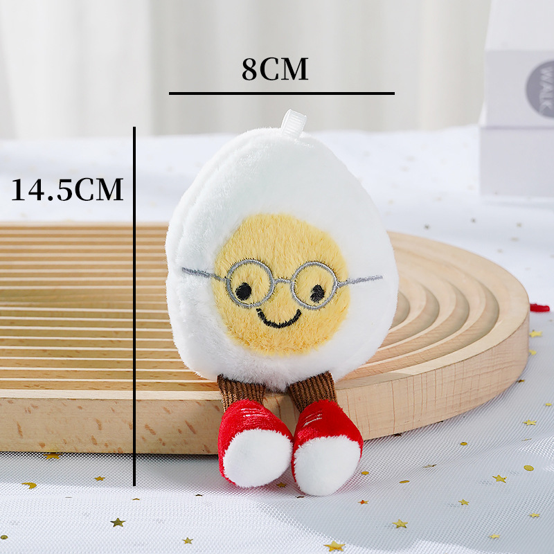 Spot cute creative glasses boiled egg plush toy doll bag pendant wedding throw doll fun gift