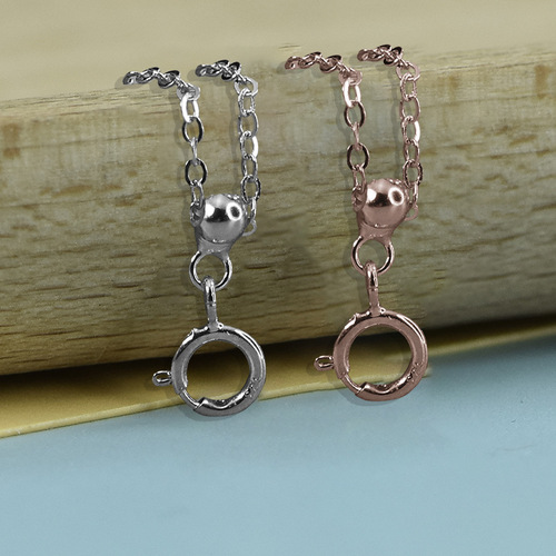 S925 sterling silver peach heart pearl sling length adjustment chain end finishing handmade DIY accessories simple accessories wholesale