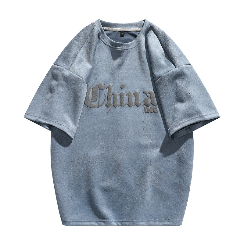 T-shirt à manches courtes en soie de glace américaine marque de mode d'été pour hommes ins vêtements de costume de Couple en daim lâche_voghion.com