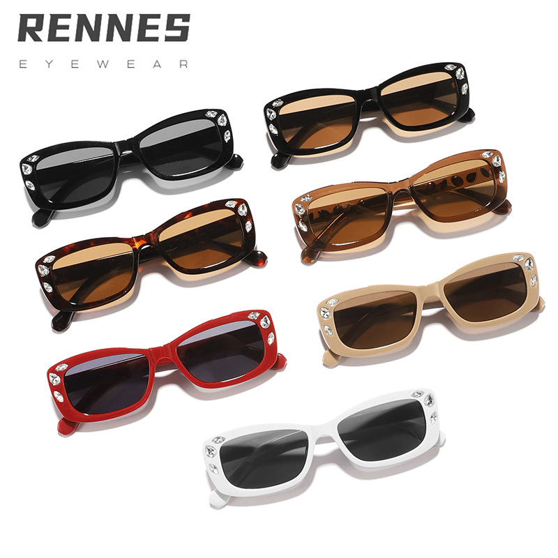 Nuevas gafas de sol elegantes y de moda de alta gama con diamantes rectangulares personalizadas