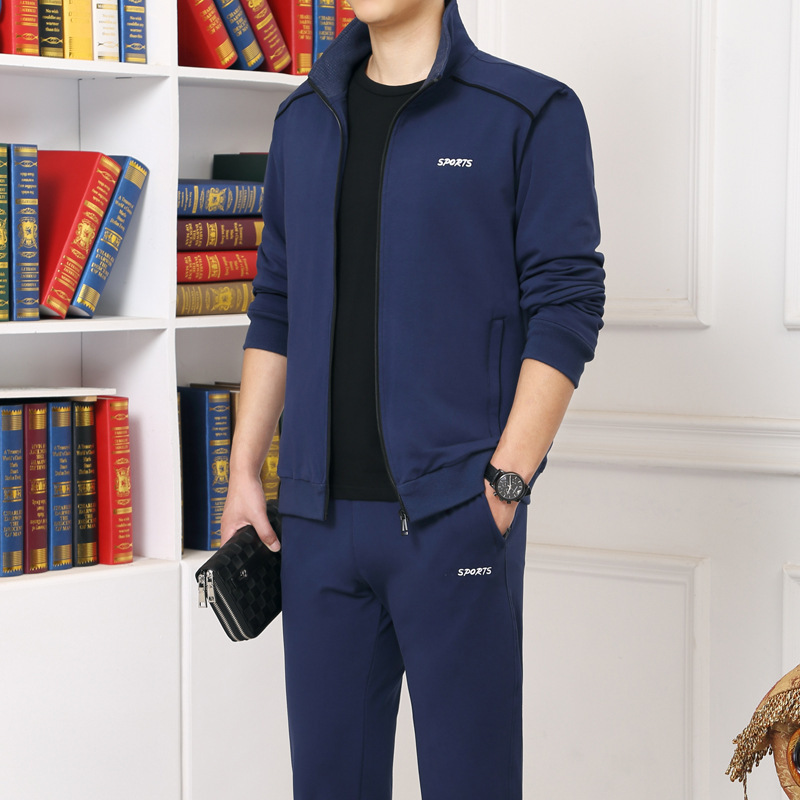 2019 nuevo traje deportivo de hombre primavera y otoño ropa deportiva de manga larga papá ropa deportiva de mediana edad image 3
